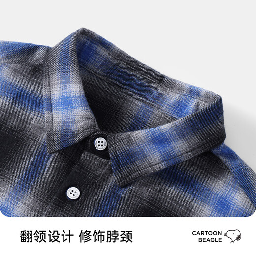 Snoopy (SNOOPY) children's clothing, children's shirts, boys' long-sleeved tops, teenagers' outing clothes, plaid Snoopy blue and black