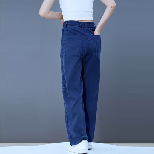 Sieben Wolf Casual Hosen für Frühlings- und Sommer -Herrenhosen lose geradlinige Hosen 2025 New Tens Laised Stretch Herren Jeans 833 Denim Blue [Model] Regular M.
