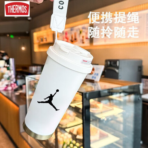 膳魔师（THERMOS）潮牌篮球保温杯学生手拎便携不锈钢大容量吸管水杯新款男女高颜值 HST1518詹姆斯+配挂绳 陶瓷覆层