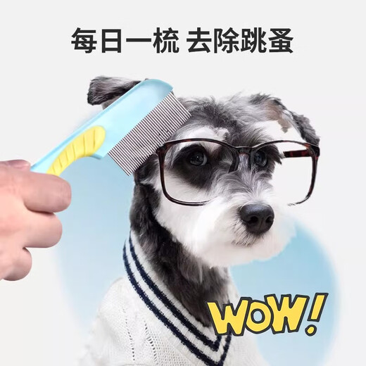 Mink Yorkshire Bichon special comb face comb comb pet dog face comb to remove fleas small row comb blue and yellow two-pack long and short tooth small face comb