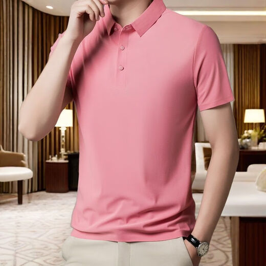 TTPMER夏季男士弹力冰丝POLO衫短袖T恤潮 12358深灰 M 建议80-105斤