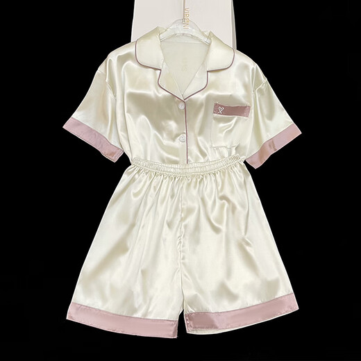 
Yu Zhaolin (YUZHAOLIN) 2024 new ice silk pajamas for women short-sleeved summer thin silk for outdoor wearable home clothing suit spring and summer light yellow #YX-9214 2XL [131-145]Jin[Jin equals 0.5 kg]