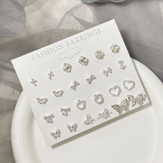 YKINCASL Old Phoenix butterfly earring combination fashionable design 9999 sterling silver silver needle anti-allergic whitening versatile earrings whitening anti-allergic silver needle same style as Lao Fengxiang