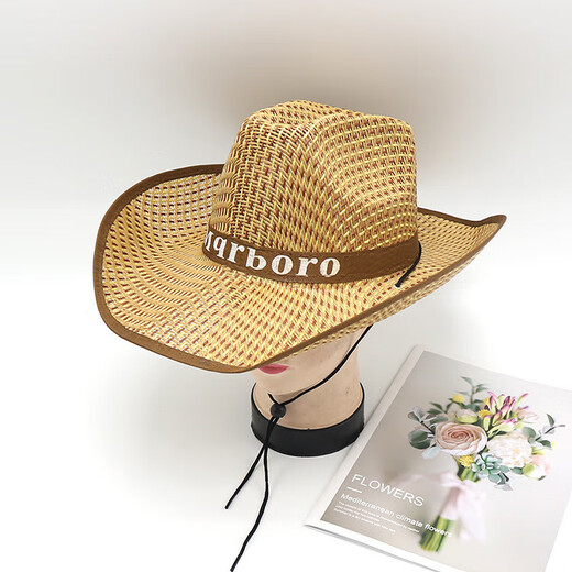 Sommersonne Hut Outdoor Fischer westlich Grasland Sonnenschutz Sonnenschild Fischertourismus Männer und Frauen Cowboy Strohhut Flat Edge Wein rot