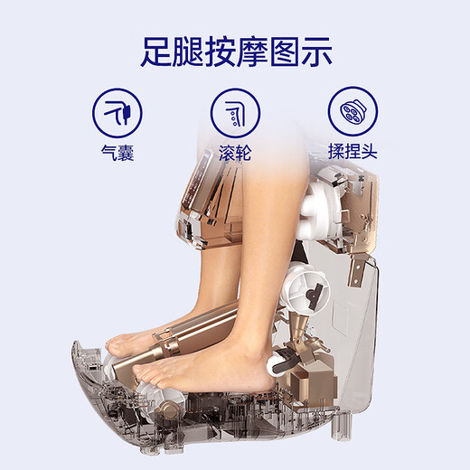 澳玛仕（AOMAS）足疗机腿部足部全自动足腿一体穴位热敷按摩器脚底部小腿肌肉经络疏通按摩仪送父母长辈母亲节礼物 香槟色-升级款