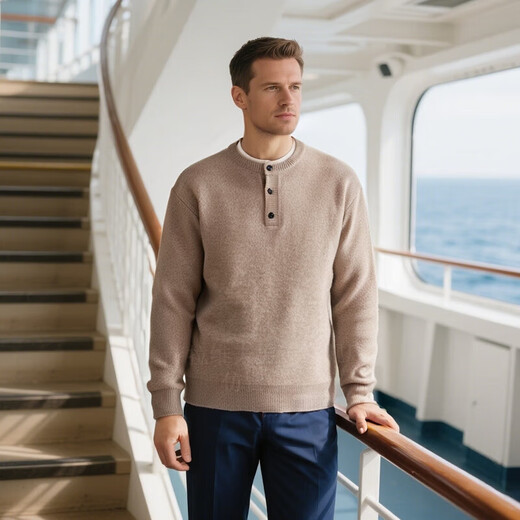 SLLAVIF sweater men's 2025 autumn and winter new Henry collar sweater jacket men's loose, warm and lazy style dark gray M suitable for 110-135Jin Jin equals 0.5 kg