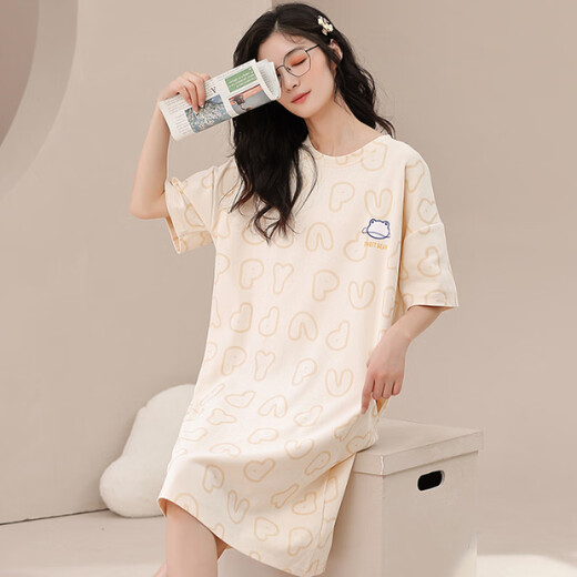 Lexi Beiqi Хлопковое хлопок с короткими рукавами ночной рубашкой Ladies Lamies Home Cartoon Cust Dev H702 170 160 (м)