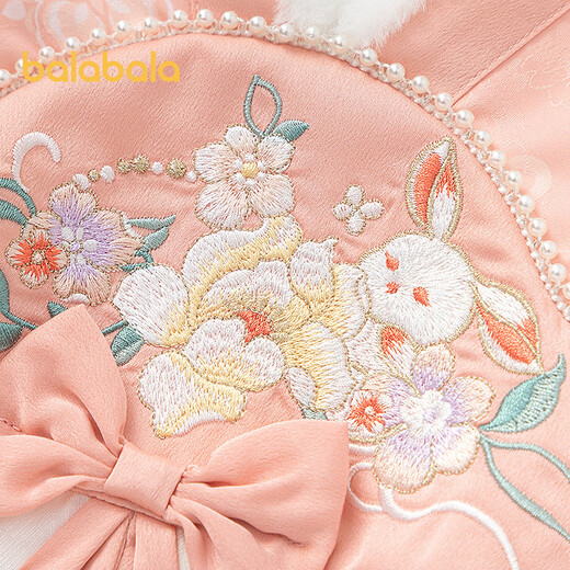 Balabala girls Hanfu improved skirt Chinese style winter dress skirt new Chinese style embroidery fashionable red tone 00366 130