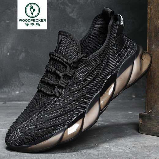 Holzspecker High-End New Summer Sports Schuhe atmungsaktive Freizeitschuhe Neue trendige Mesh Dad Schuhe Herren-Laufschuhe 9888 Schwarz 40