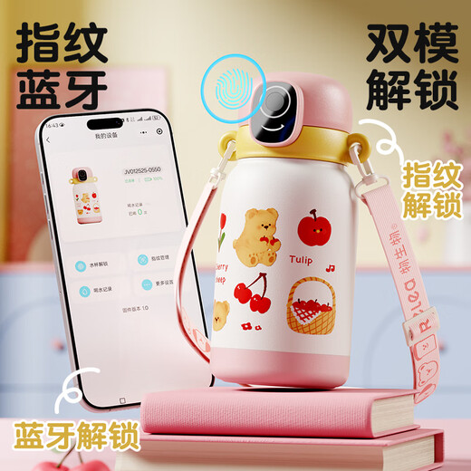 Wu Biological Smart Fingerprint Cup Bluetooth Unlock Password Children's Thermos Cup 316L Straw Cup Student Cup Birthday Gift