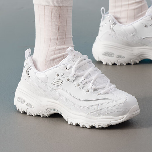 斯凯奇（Skechers）女鞋春季新款透气熊猫鞋官方正品休闲鞋老爹鞋小白鞋运动 11979-WSL 35