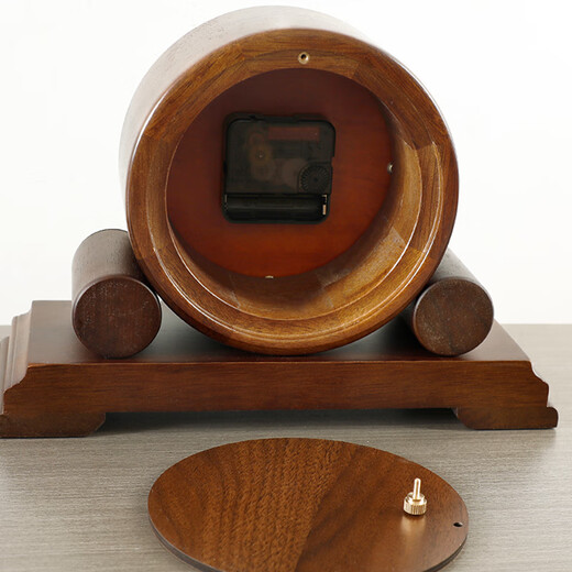 Hense European Retro Solid Wood Table Clock Living Room TV Cabinet Desktop Clock Home Office Decorative Clock HD552 Walnut