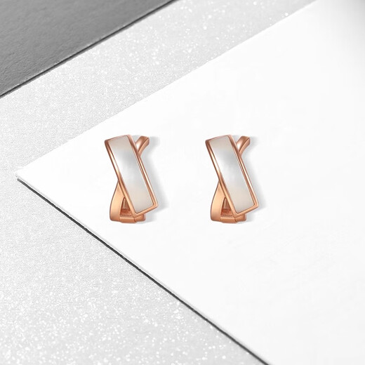 Trendy Acer geometric 18K gold mother-of-pearl earrings for women, rose gold earrings, X-shaped cross, personalized birthday gift, YD pair