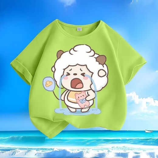 
Crying Lazy Sheep Summer New Printed Men and Women Small and Medium Children Short Sleeve T-shirt Pure Cotton Round Neck Casual Trend-SL Pink-KX698 Lazy 150 [Suggested height 140-150 cm]