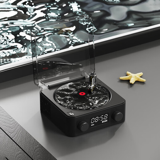 NOOWERE Water Ripple Bluetooth Audio Listening to the Sea Vinyl Speaker Wireless Record Player Chinese Valentine's Day Birthday Gift KTV Player CD Player Record Player Vinyl Small Steel Cannon Glaze Dark Night Black Listening to the Sea Audio No Specifications