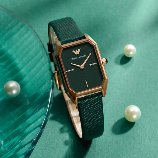 Emporio Armani Armani Sugar Cube kleine grüne Uhr Frauen Ins Mode Retro Belt Quartz Einfache kleine Quadratwache AR11149 AR11660