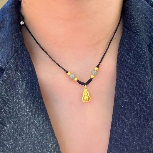 BMOI Old Phoenix 999 pure gold ancient method gourd pendant necklace new women's braided rope transfer bead neck chain clavicle
