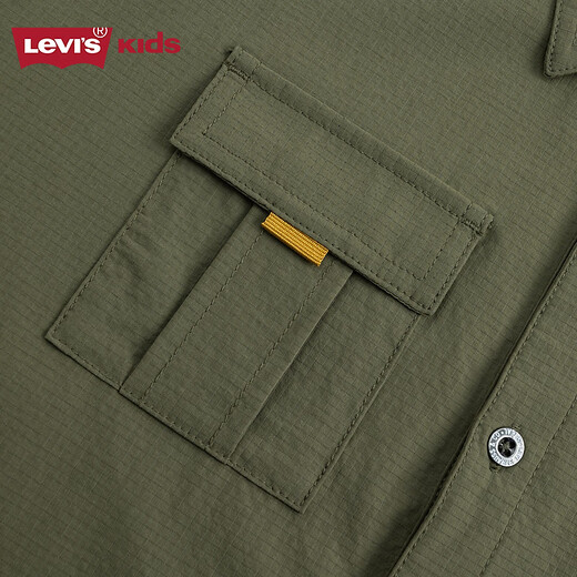 Levi s thin anti-mosquito Levi's boys' shirt 2025 summer new comfortable children's long-sleeved shirt dark moss green 130/64 recommended height 116-122cm