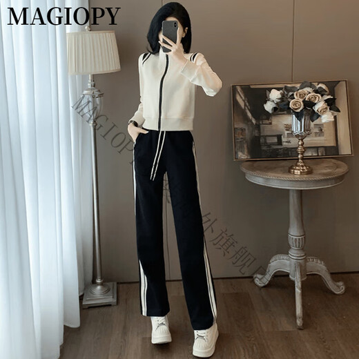 
MAGIOPY International Luxury High-end Brand European Station Set Women's Clothing 2025 Spring Fashion Age Reducing Short Jacket Top Black Top + Black Pants S (100Jin [Jin equals 0.5 kg])