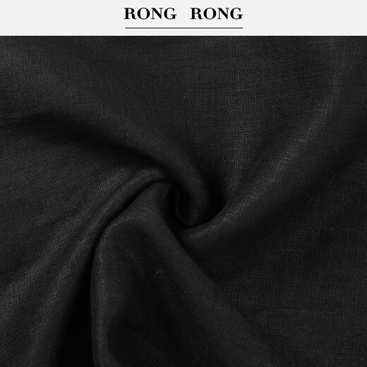 溶溶【故笙醉墨】RONGRONG 莱赛尔亚麻混纺背带连体裤C-S210865 黑色 3636/ (95斤内溶溶尺码) S