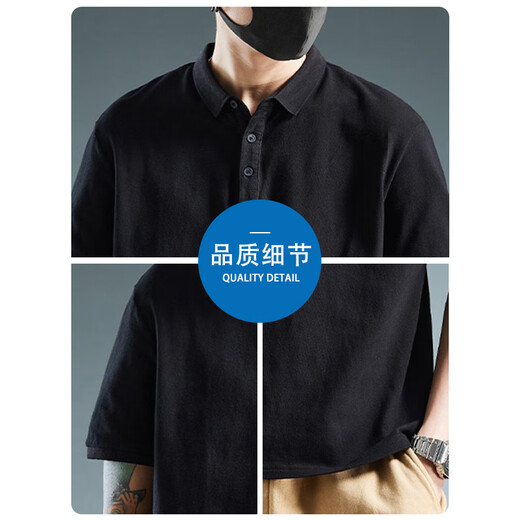 
JEANSWEST POLO shirt men's short-sleeved 2025 summer pure cotton trendy casual versatile top men's light gray XL