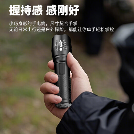 High-light zoom telescopic lighting night light long-range small double light source rechargeable emergency outdoor camping long-life lighting flagship model 400 mAh burst