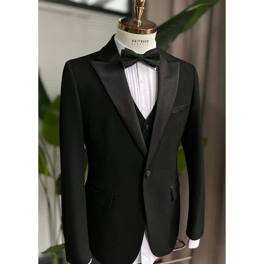 CEO Yageol Bräutigam Hochzeitsanzug Set Herrenkoreaner Schlanker Geschäftsformat Hochzeit Host schwarzer schwarzer Einzelbrust (Anzug + Hosen) m