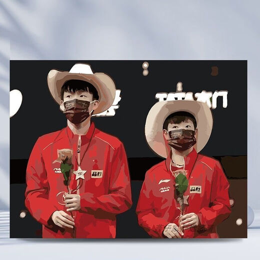 Xiao Jiejiang chose Sun Yingsha to decorate the Olympics Sha head combination DIY digital oil painting table tennis Wang Chuqin hand-filled color V6196 Sun Yingsha Wang Chuqin 30*40 assembled outer frame + pigment brush