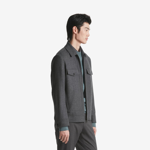 Jinba Herren Herbst- und Winter -Revers -Lupe -Woll -Woll -Jugend dünne Wolljacke Herrenjacke Herren BBWT3232 Kiln Grey XL