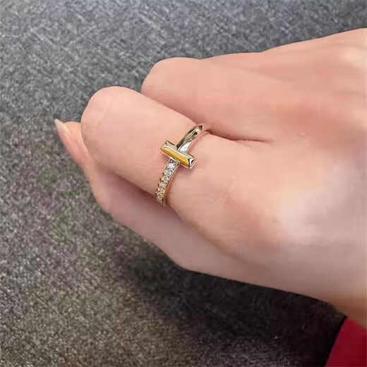 Junpo iffn25 new classic T1 ring 18K rose gold wedding ring narrow version with diamond and half diamond couple ring without diamonds