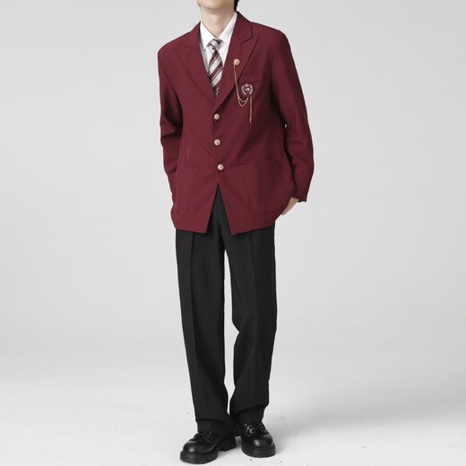Cupid, God of Love, In the Name of God DKJK Black Suit Jacket for Men and Women, Versatile Japanese College Style Suit TZ2073 Red Suit + Pants + Red Diamond Long Tie 5XL 185-200Jin Jin is equal to 0.5 kg