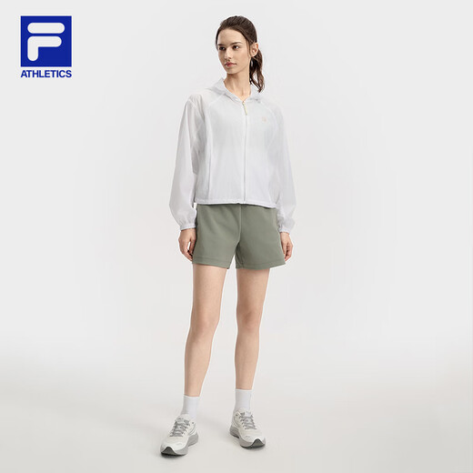 FILA Oficial de la chaqueta tejida de mujeres 2025 Autumn New Fitness Sports Simple Loose Caplaed Top Jade White S 160/80a/S