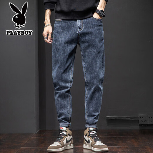 Playboy jeans for men's summer thin American trendy versatile men's pants loose straight-leg high-profile casual pants for men's 6621 blue [Summer thin] 33 (2 feet 6) Recommended 140-150 Jin [Jin equals 0.5 kg]