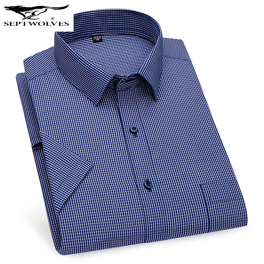 Sept loups 2025 Summer de la chemise à manches courtes pour hommes d'âge moyen pour les affaires usure formelle de qualité sans repasser la chemise haut de gamme de coton de qualité coton DX6623 38