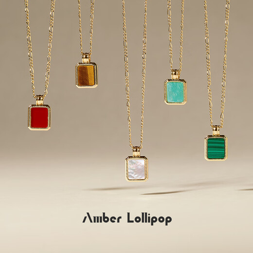 Amber Lollipop new product red agate necklace women's gemstone pendant neck chain clavicle chain birthday gift red (red agate)