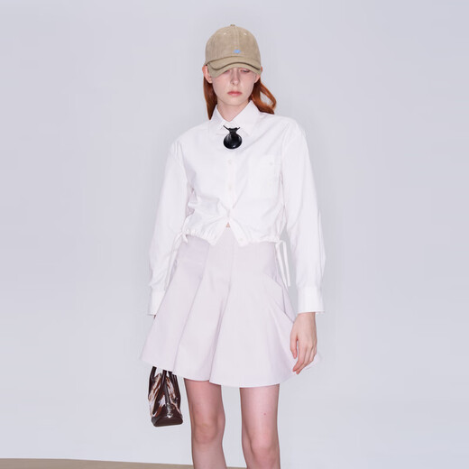 Lost in echo Ma Junyan's same style 2025 early autumn new temperament slim short waist shirt top women beige S
