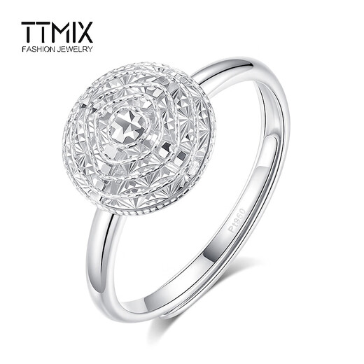 TTMIX platinum ring fashion pt950 platinum ring women's high-end living ring birthday gift square 3.7-3.9g