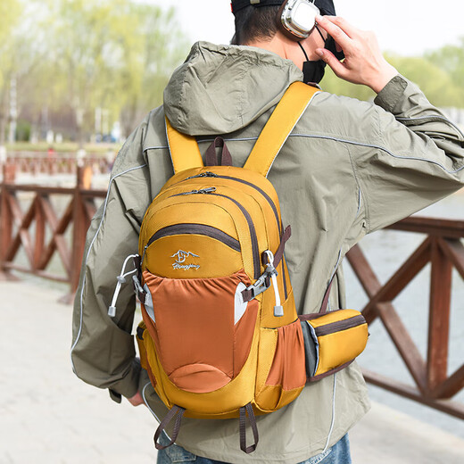 Waterproof Outdoor Multifunctional Mountaineering Bag Large Capacity Hiking Camping Sports Backpack Lightweight Spine Protection Backpack Yellow Mountain Outdoor Style 20L