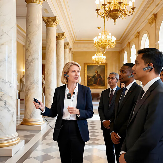 Landscape interpreter one-to-many government and enterprise reception important meeting official reception 30 people 50 people headphones wireless interpreter two transmitters + 50 receivers + charging and disinfection all-in-one box