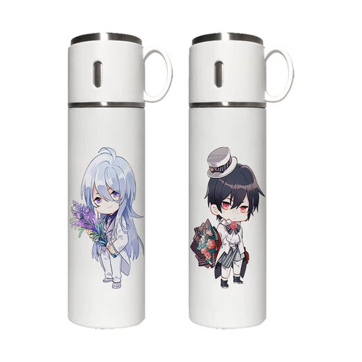 Chengliu Zeit- und Weltraummalerei Reisende Anime um 2D -Stroh -Thermosemien im süßen tragbaren Wasserbecher tragbarer Thermos 500 ml PP3884 Luchen