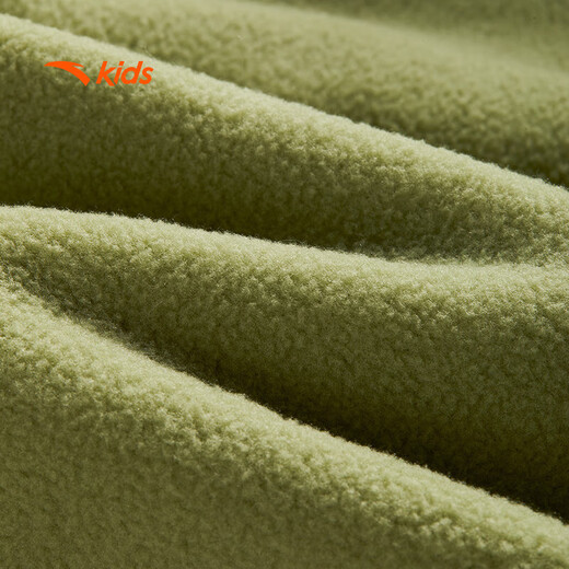 ANTA Children's Sports Sweatshirt for Boys and Girls 2025 Spring and Autumn New Stand Collar Pullover Polar Fleece Warm Long Sleeve T-Shirt Smoke Green 160 cm