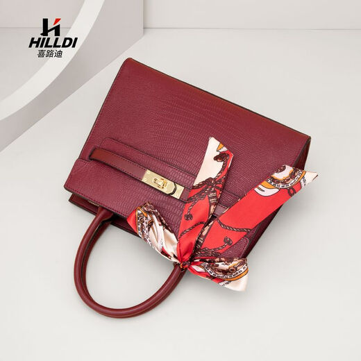 Yusenyi bag women's large capacity 2024 new light luxury brand commuter wedding bag wedding cowhide middle-aged mother handbag women dark red small size