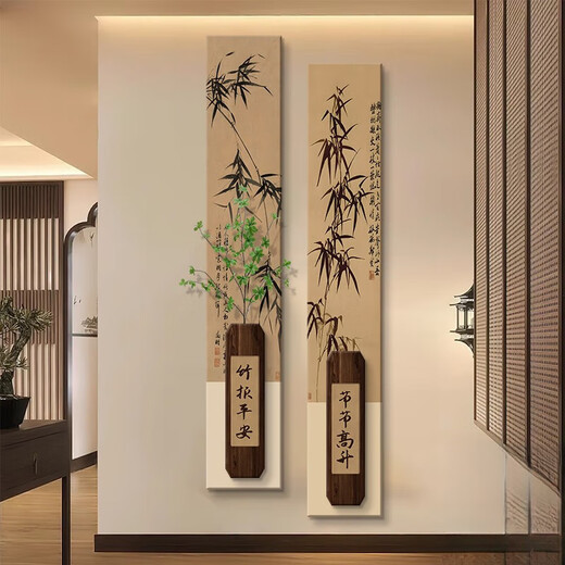 The paintings hanging on the entrance door are facing the medieval style of the new Chinese decorative paintings 2025 new Song Dynasty aesthetics BY6623+BY6624 35*210CM double layered three-dimensional frameless painting +LE