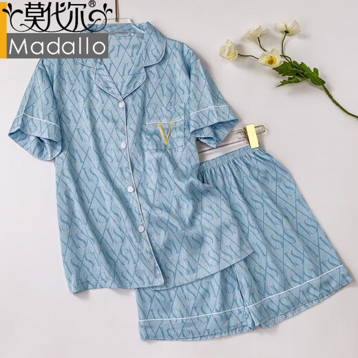 莫代尔睡衣女韩系轻奢感冰丝春夏季薄款爱心开衫可外穿家居服女套装 LW-9214# M 【建议80-100斤】