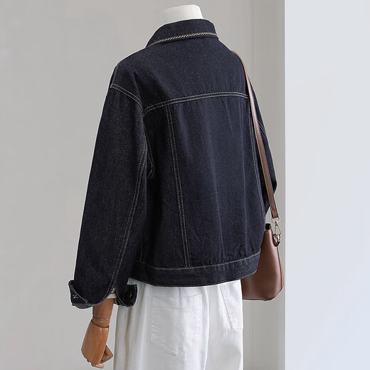 Cypress Lapel Long Sleeve Washed Denim Jacket Women's 2025 Autumn New Korean Style Simple Casual Top