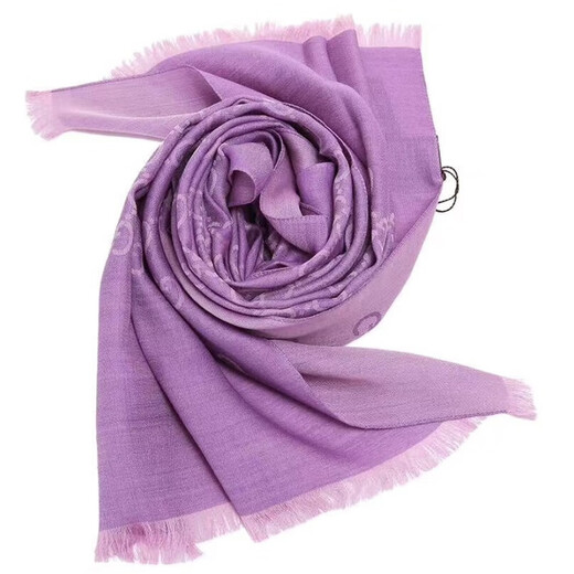 Gucci (GUCCI) Double G double-sided woven pattern, tassel shawl, wool scarf, same style for men and women, New Year gift for couples, light purple 165904-3G646-5372