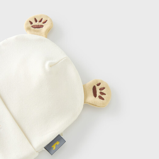 Tongtai (TONGTAI) baby hat spring and autumn baby 0-3 months fetal cap newborn cute double-layer windproof hat milk white 34-38cm