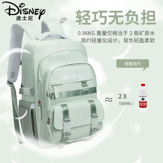 迪士尼（Disney）初中生书包女中学生大容量多隔层轻便耐用小学生减负护脊背包双肩 【升级护脊】13063海盐蓝+送可爱