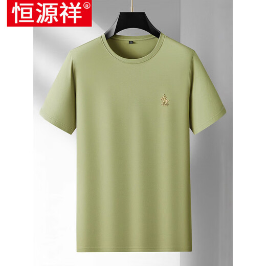恒源祥2025夏季新款男士T恤圆领休闲宽松绣花纯色打底刺绣体恤上衣 PSL6167-灰色 L
