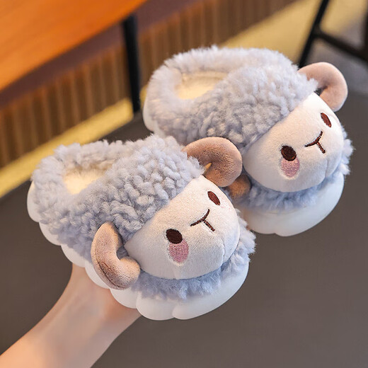 Winter children's cotton slippers for girls 2025 new warm plus plush boys cartoon baby bag heel home shoes dark coffee slippers 12 22/23 size (shoe length 14CM suitable for feet 13
